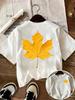 Autumn Yellow Maple Leaf Graphic TShirt Nature Inspired Casual White Tee Aesthetic Fall Leaf Print Shirt for Women Minimalist