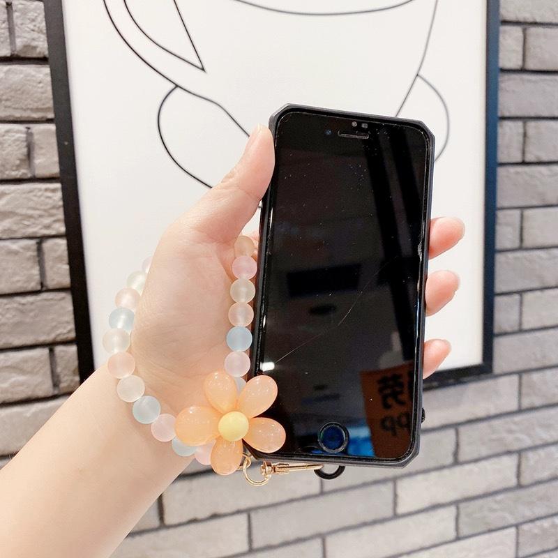 Jelly Color Flowers Mobile Phone Lanyard Wrist Strap Women'S Hand-Held Chain Short Anti-Lost Cell Phone Case Lanyard Key Pendant