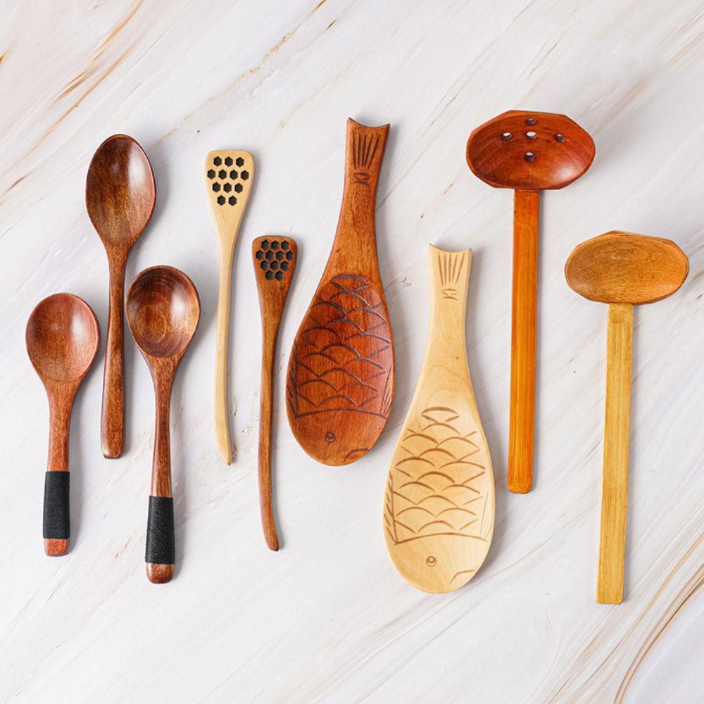 Wooden Wooden Rice Spoon Fish-shaped Slotted Spoon New Soup Spoon Kitchen Tool