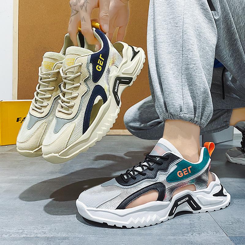 Sandals Men's Summer New Bag Head Hollow Breathable Mesh Mesh Shoes Youth Sports Non-slip Deodorant Beach Men's Shoes