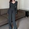 Sports and leisure two-piece set hooded sweater jacket women's spring wide-leg pants trousers new fashion suit