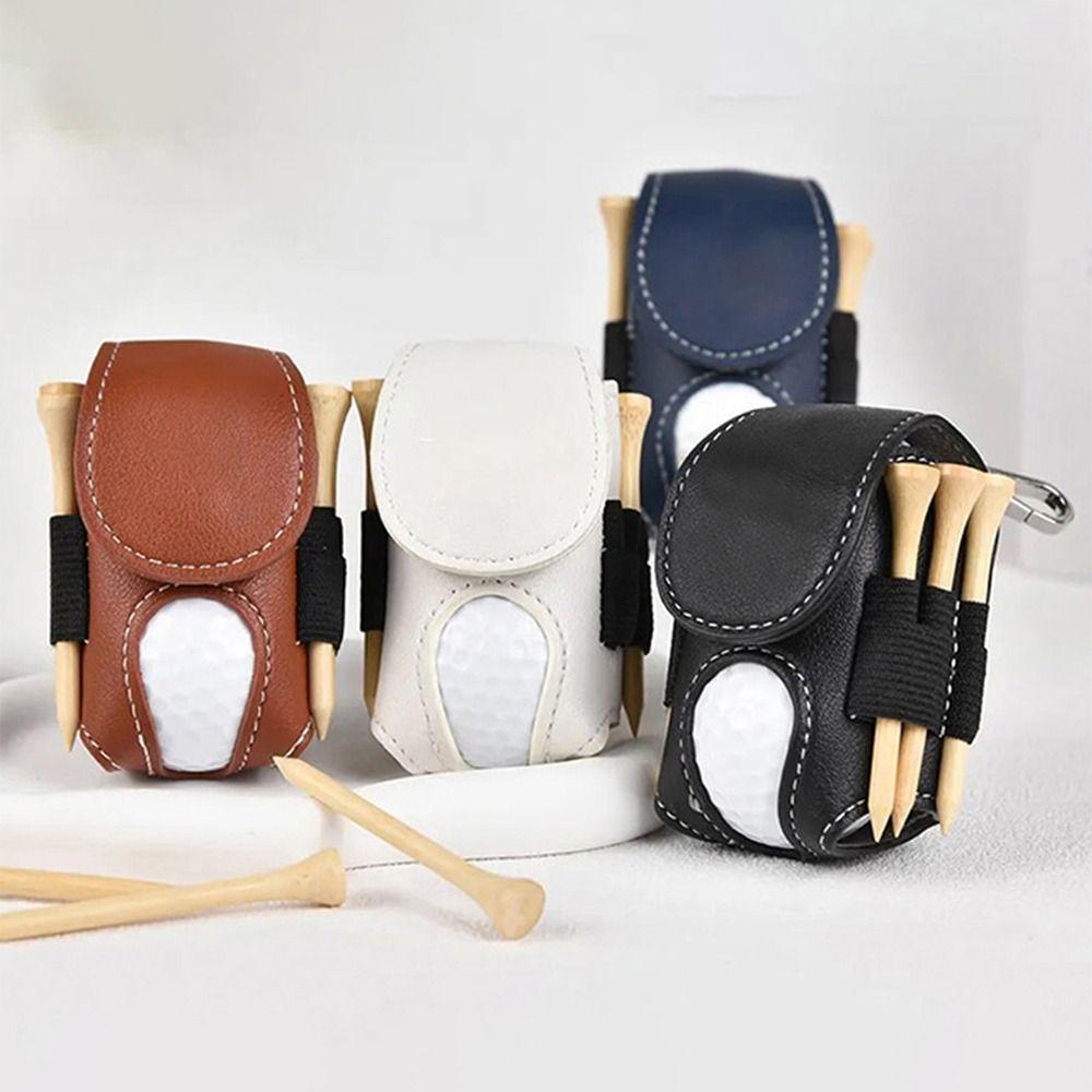 PU Leather Golf Ball Pouch Portable Mini Golf Ball Bag Durable Golf Ball Container  Sporting Goods
