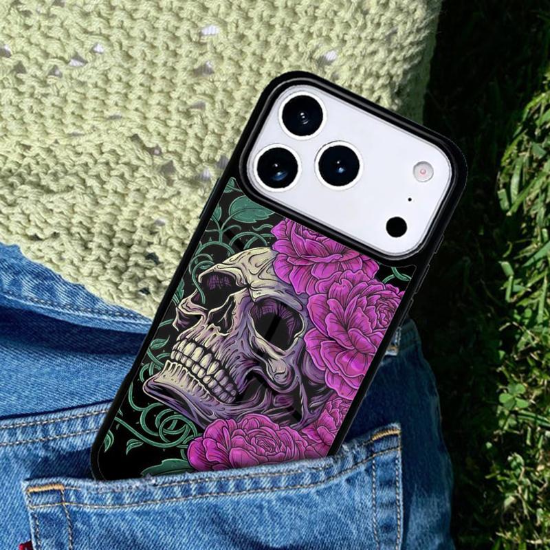 Gothic Fashion Skull phone case cover Compatible with for IPhone 17air 16e 15 14 13 12 11Pro Max 17 Air