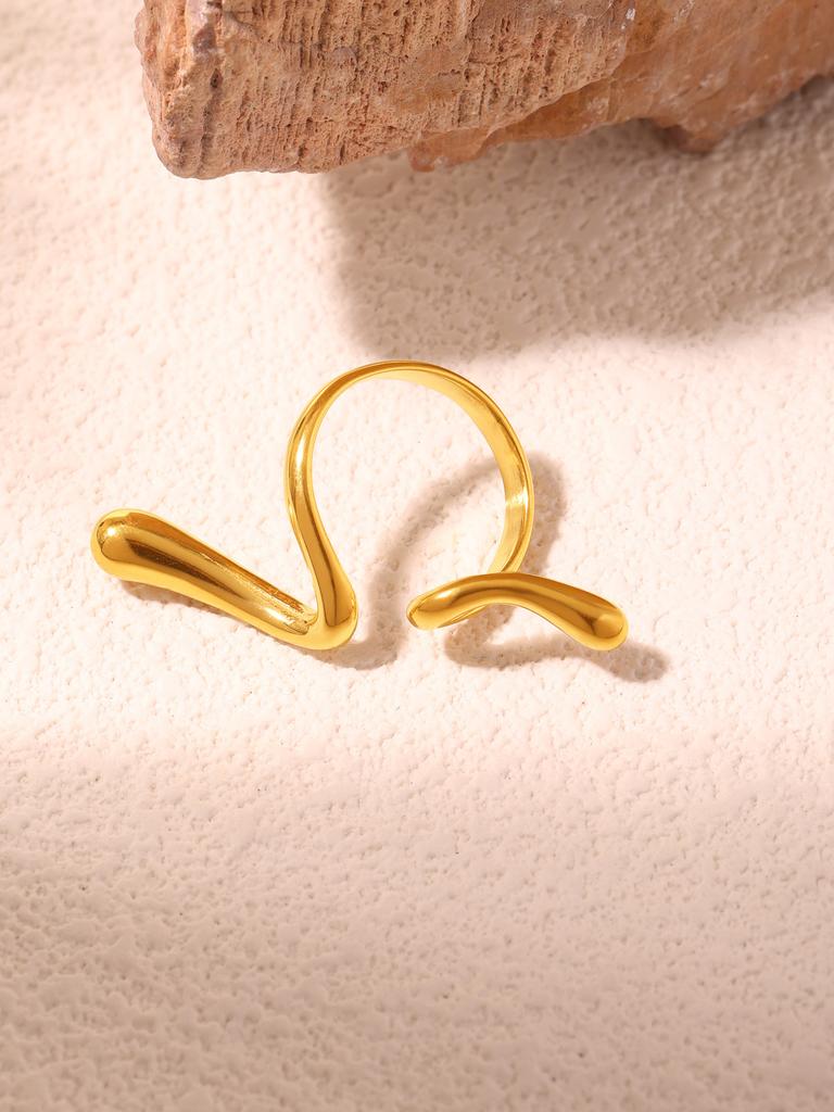 1 Piece 18k Gold Plated Irregular Geometric Lines Ring Women's Minimalist Niche Design Stainless Steel Colour Retention Ring