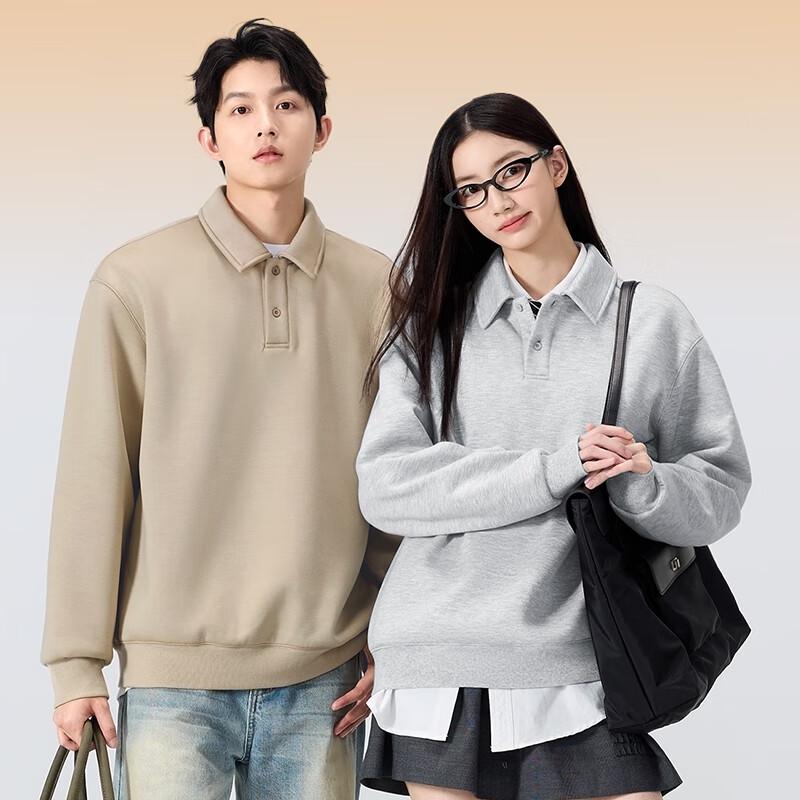 MINISO Men's Casual Oversized Lapel Pullover Sweatshirt