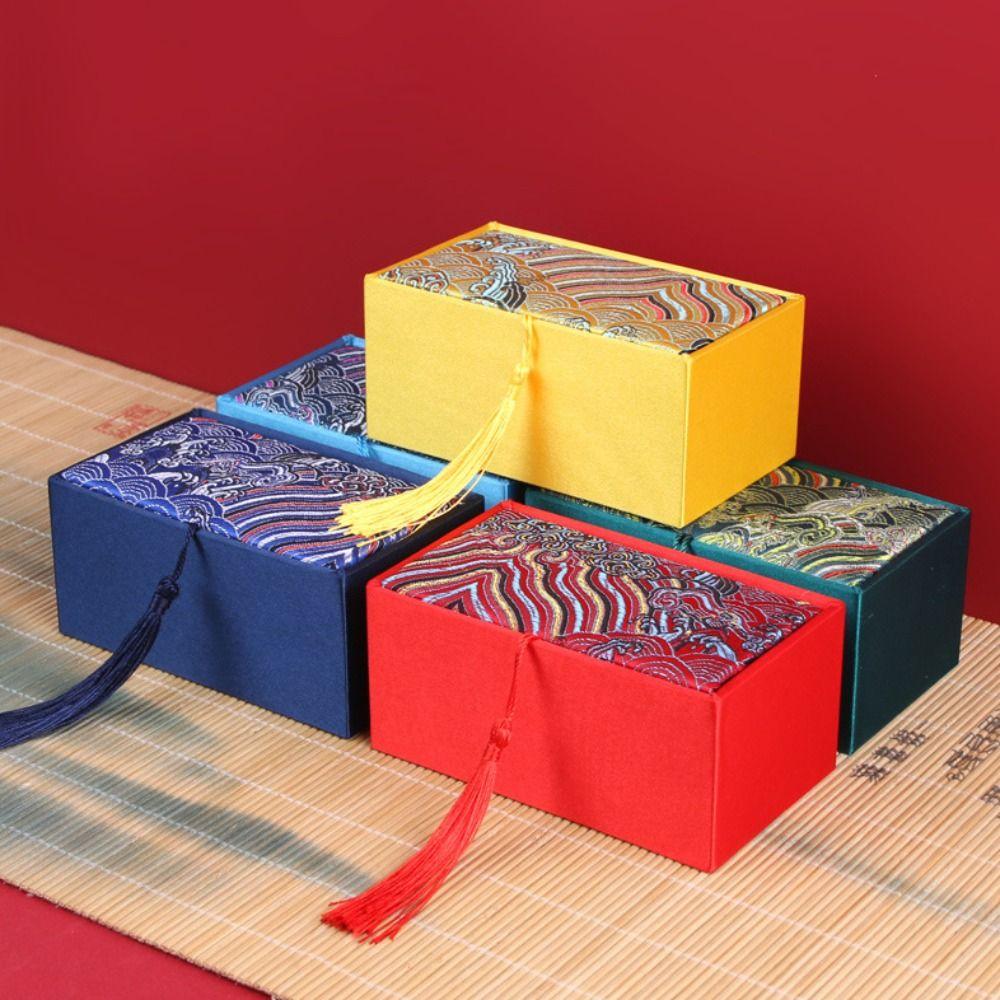 High-End Silk Jewelry Box with Tassels Bracelet Box  For Wedding Travel Souvenir Gifts
