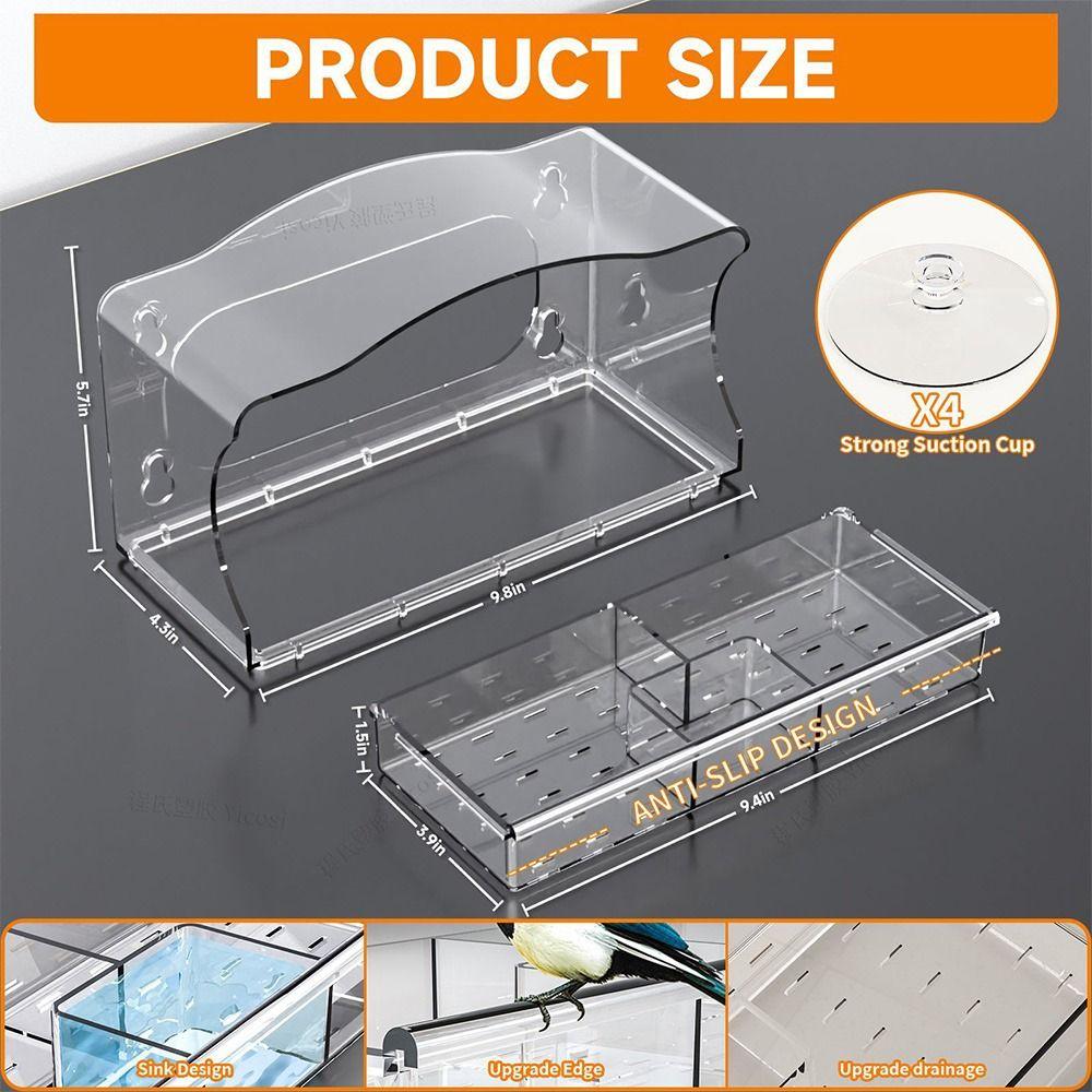 Easy-Clean Bird Feeder Acrylic Pet Accessories Creative Outdoor Feeder  Patio