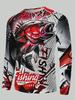 T-shirt a maniche lunghe da uomo per la pesca al basso con grafica 3D Rossa Nera Girocollo Casual Streetwear Tee abbigliamento club di pesca