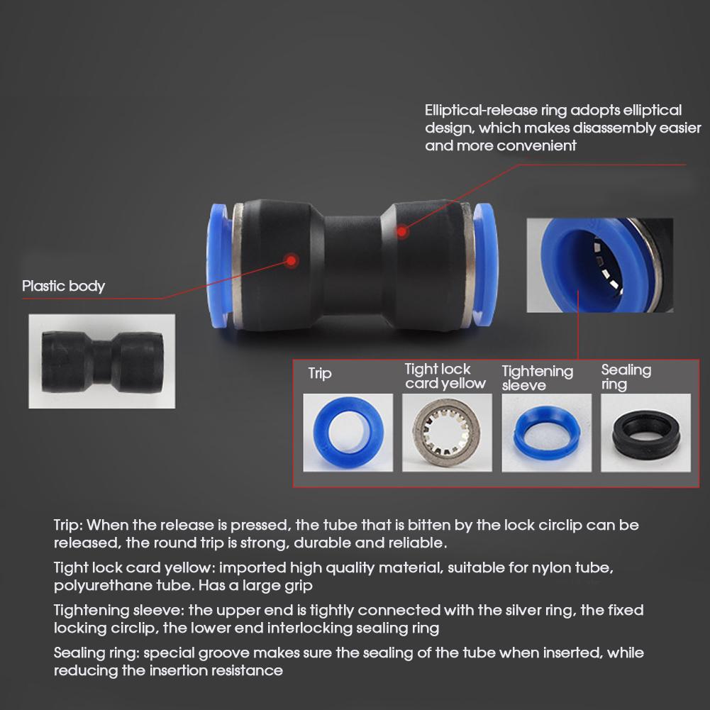 50Pcs PU 4 PU 6 PU 8 PU 10 PU 12 Plastic Straight Pneumatic Connector Air Quick Fittings