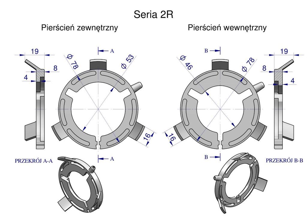 Plastikowe Łożyska Do Obudowy Wału Zestaw 73X46Mm I 73X53Mm Seria 2R Waryński