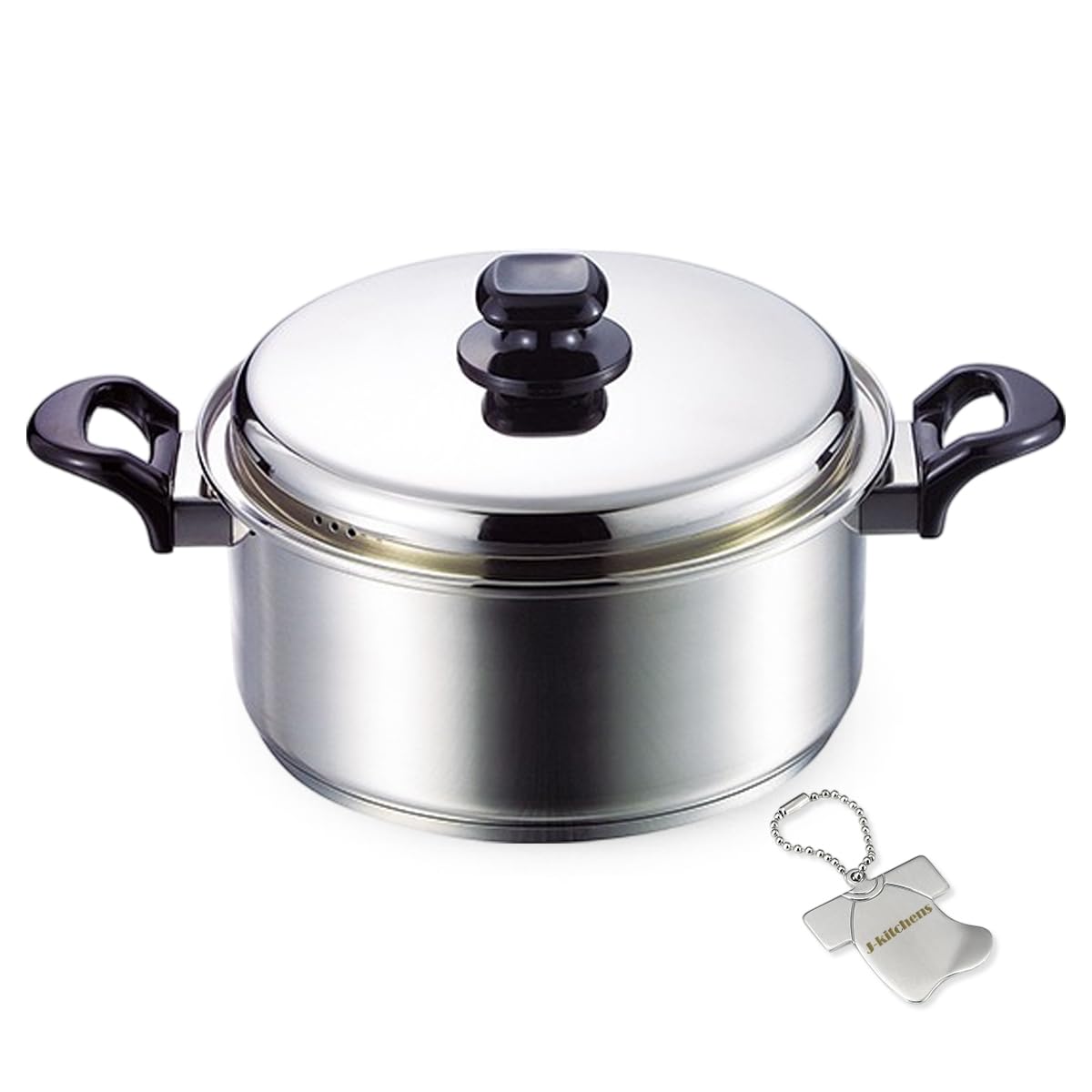

24cm Gas and Induction Includes Original Tag J-kitchens Double-Handled Pot, Non-Stick, Rust-Resistant, Compatible,