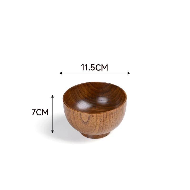 1 Pcs Wooden Bowl Jujube Wooden Bowl Round Large Soup Bowl Creative Children'S Rice Bowl Tableware