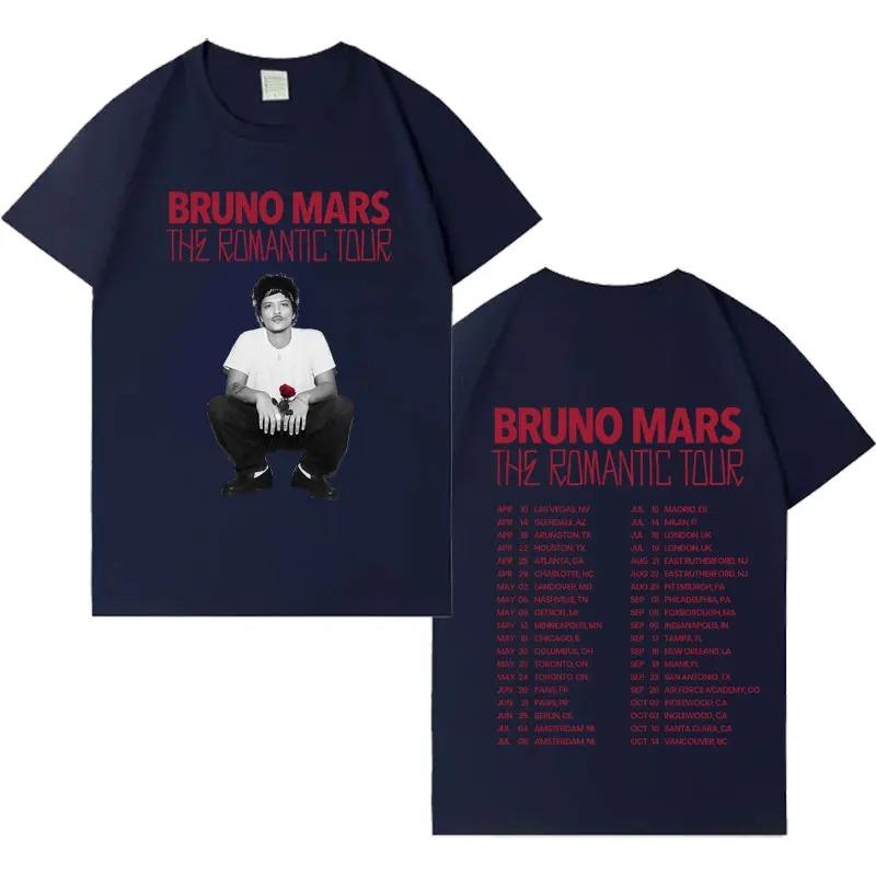 Bruno Mars "The Romantic Tour" Oversized T-Shirt, Unisex Pop R&B Concert Merch Tee, 100% Cotton Casual Short Sleeve Top