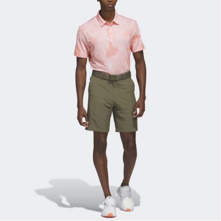 Adidas Pattern Straight Cut Short Sleeve Polo Shirt Men Polo Shirts Pink HS1130