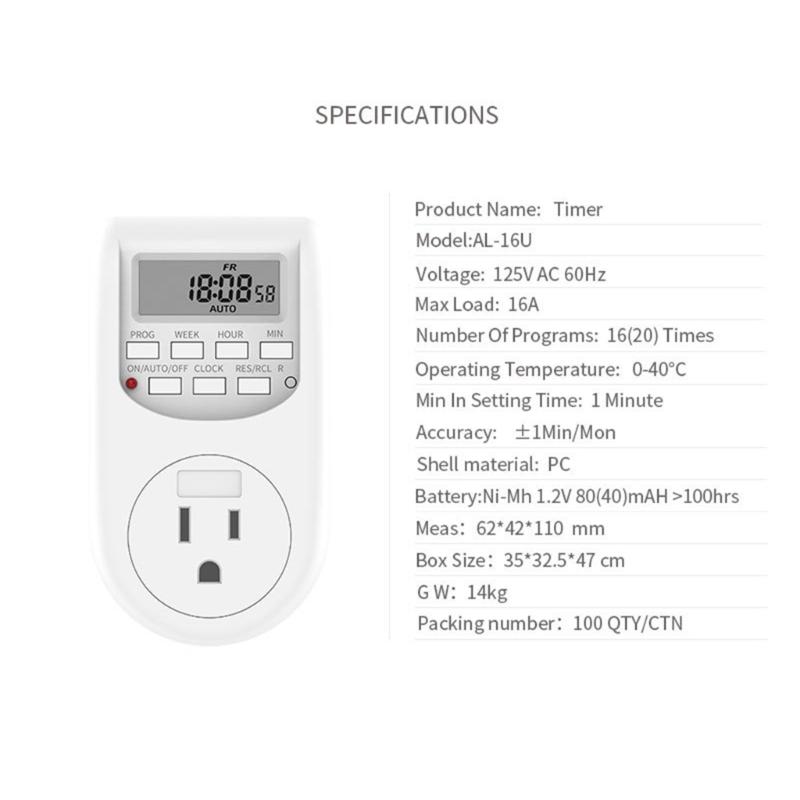 High Capacity Timer Outlet Featuring Digital Display Easy Operation for Appliances 1875W 125V Voltages NEMA Compatible