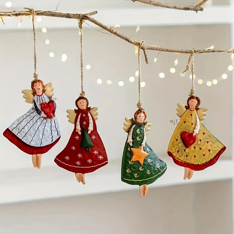 Vintage Angel Hanging Decor Fantasy Wooden Xmas Tree Hanging Ornament 2026 New Year 2025 Gift Navidad Christmas Tree Decoration