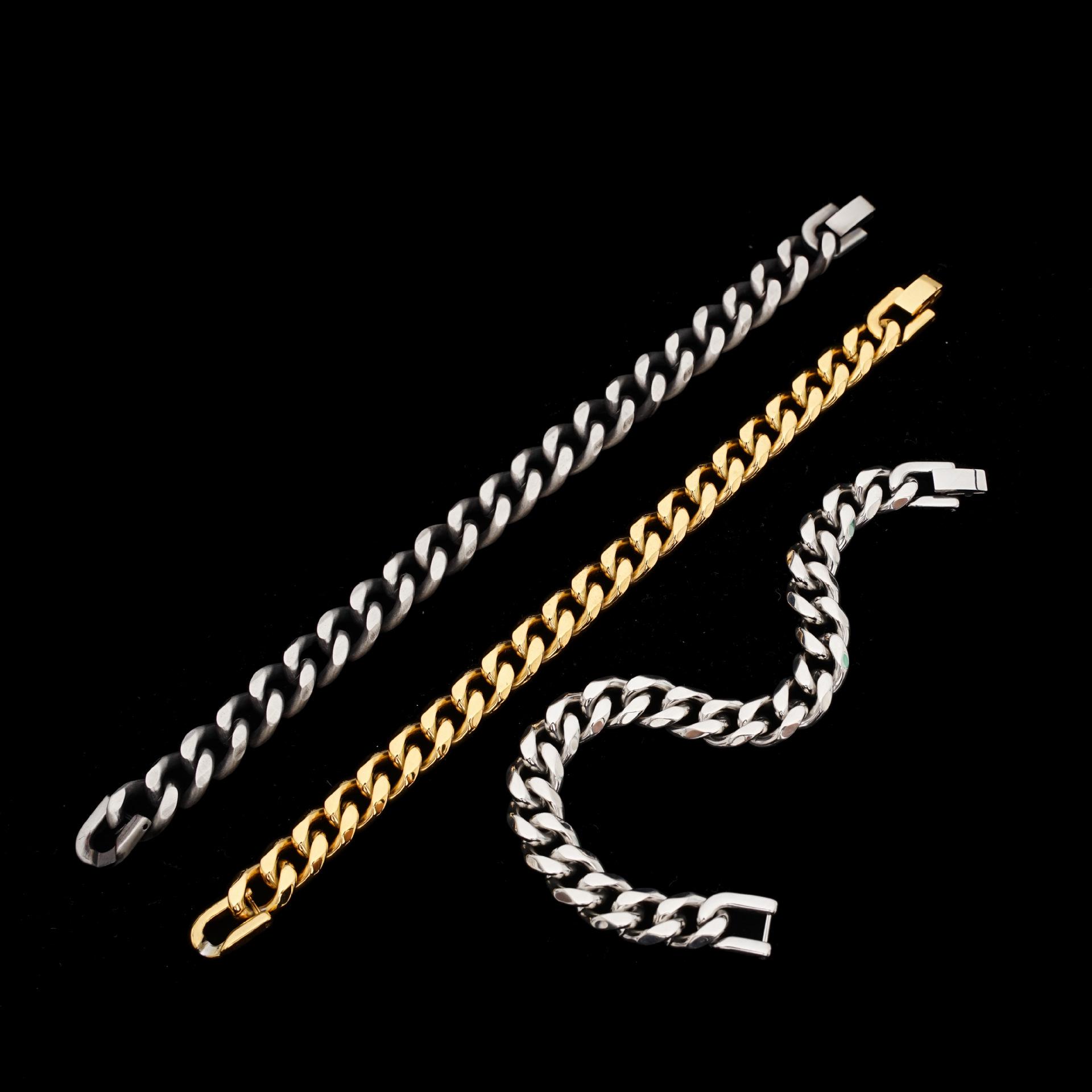 

Полированный браслет-кубинская цепь из нержавеющей стали - Хип-хоп минималистичный дизайн для мужчин и женщин Steel 10mm x 19cm