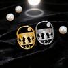 Hollow Out Three Cat Open Ring Three Sitting Cat Full Moon Ring Stainless Steel Adjustable Ring Animal Leisure Fashion Jewelry