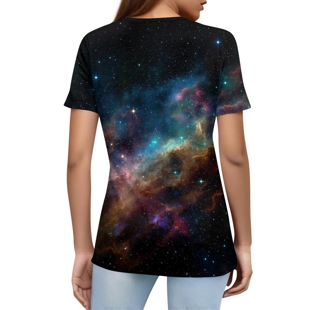 Damska Koszulka z Nadrukiem Guziki Krótki Rękaw Codzienna Weekendowa Moda Podstawowy Dekolt V Regularny Top