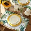 4pcs Pineapple Leaf Illustration Placemats, Durable Polyester Rectangular Table Mats, 12" X 18", Ideal for Dining, Kitchen, Party Decor, Home Accents