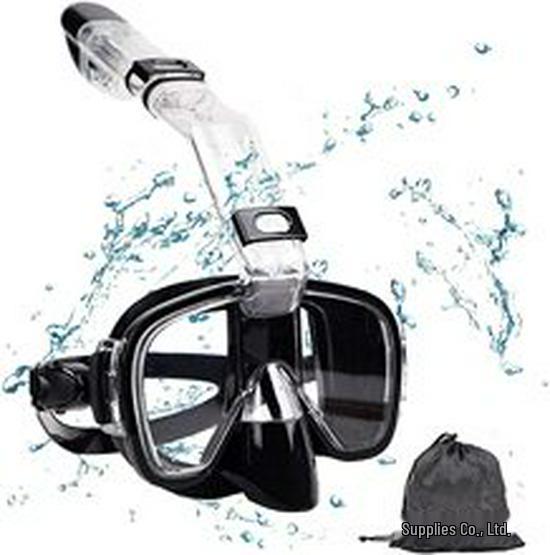 One-piece snorkel and diving mask set, anti-fog, waterproof, liquid silicone goggles.