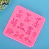 2PCs Silicone Mold DIY Hand Made Tool Cartoon Animals Shape High Temperature Resistance(Pink )