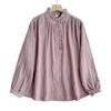 Women's Retro Cotton Linen Slimming Long Sleeve Shirt - Solid Color, Loose Fit for Spring & Autumn.