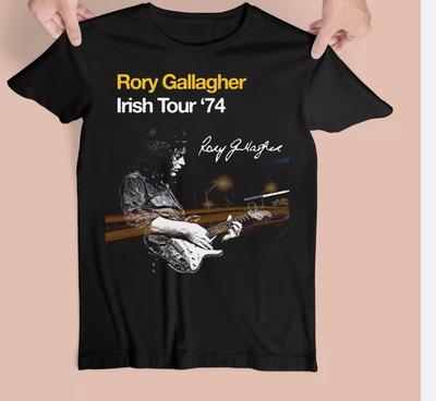 Nueva Camiseta Negra Unisex de Algodón Rara de la Gira Musical de Rory Gallagher Talla Completa Camiseta Unisex