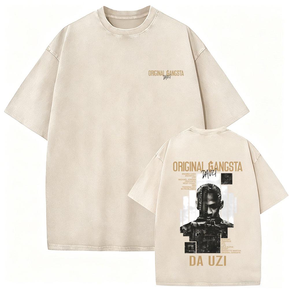 Vintage Washed Rapper DA Uzi Original Gangsta Album Merch  Tshirt Men Women Hip Hop Fashion Pop Music T Shirts Streetwear