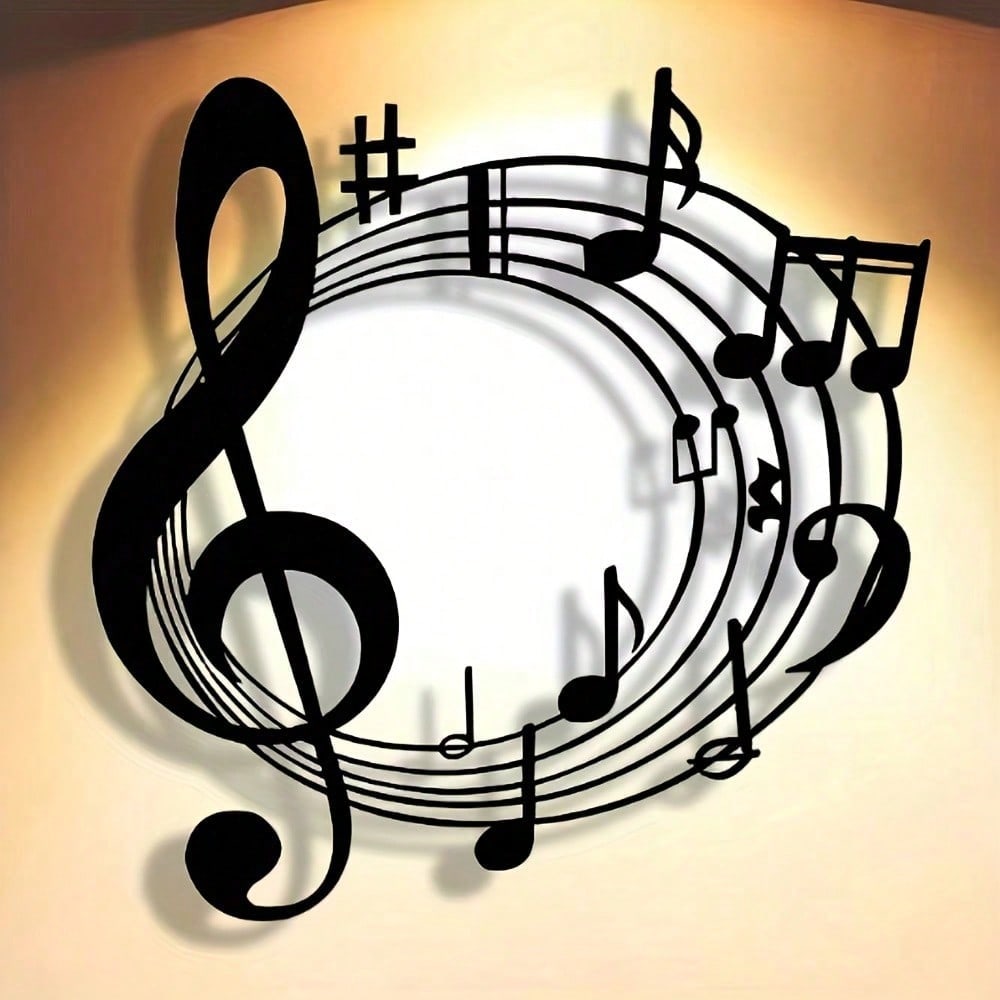 Elegant Wrought Iron Music Symbol Wall Art Black Abstract Metal Sign for Halloween Christmas Decor Farmhouse Gift