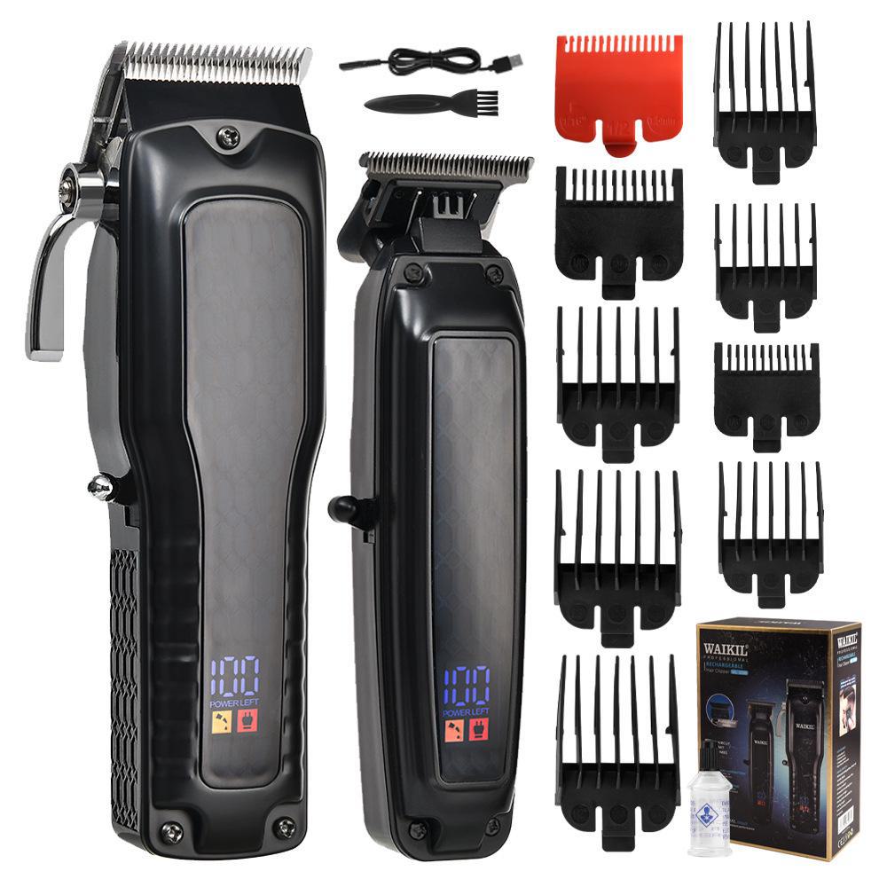 

Набор машинок для стрижки волос с ЖК-цифровым дисплеем для матери и ребенка, с прозрачным корпусом для точной укладки и маслом для стрижки волос чёрный