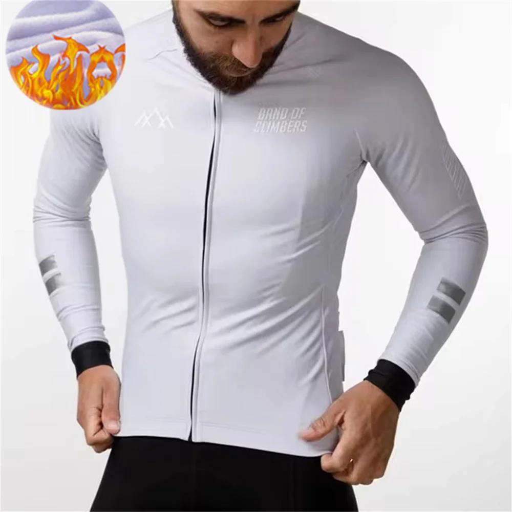 Winter Jacket Thermal Fleece Cycling Jacket of Climbers Men Long Sleeve Clothing Warm Tops Road Bike Outdoor Sports MTB Winter