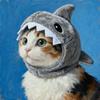 Adjustable Cat Decorative Hat Cartoon Pet Cosplay Headwear Cat Shark Headdress Cosplay Party