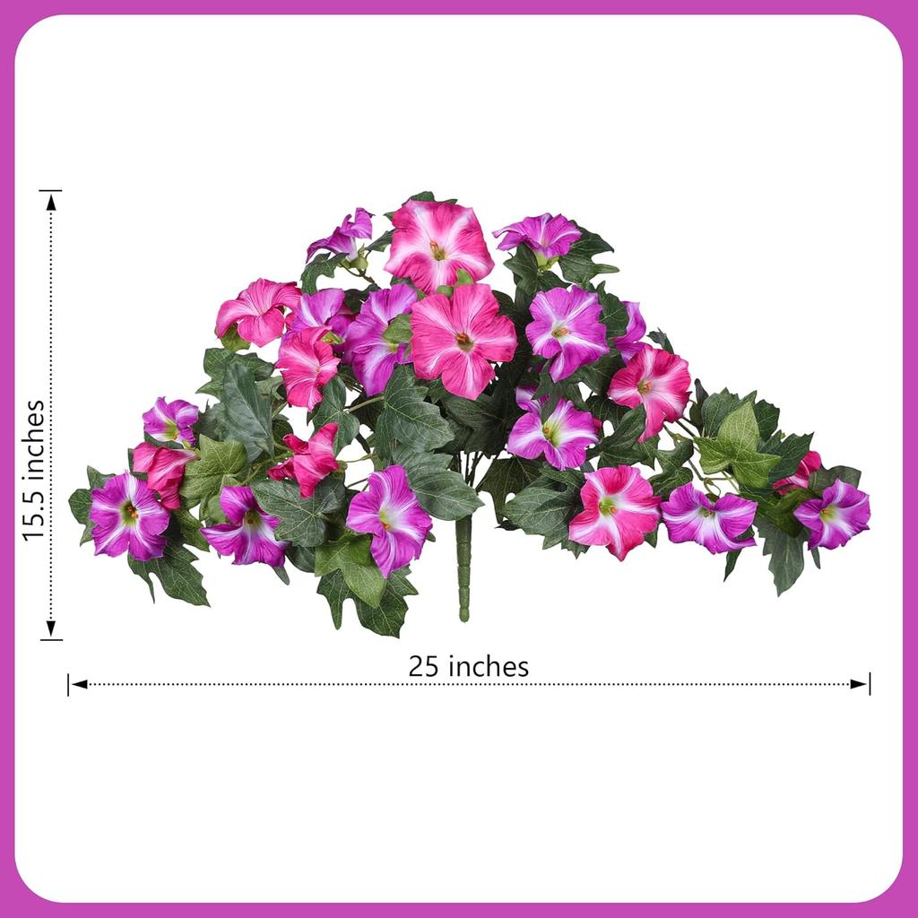 Artificial Flowers for Outdoors  1PCS Spring Faux Morning Glory Look Real Silk Flowers for Outside Planter UV Resistant Fake Flowers