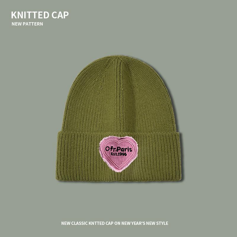Big head circumference cartoon love plush hat, thickened warm ear protection in autumn and winter, small wool cold hat