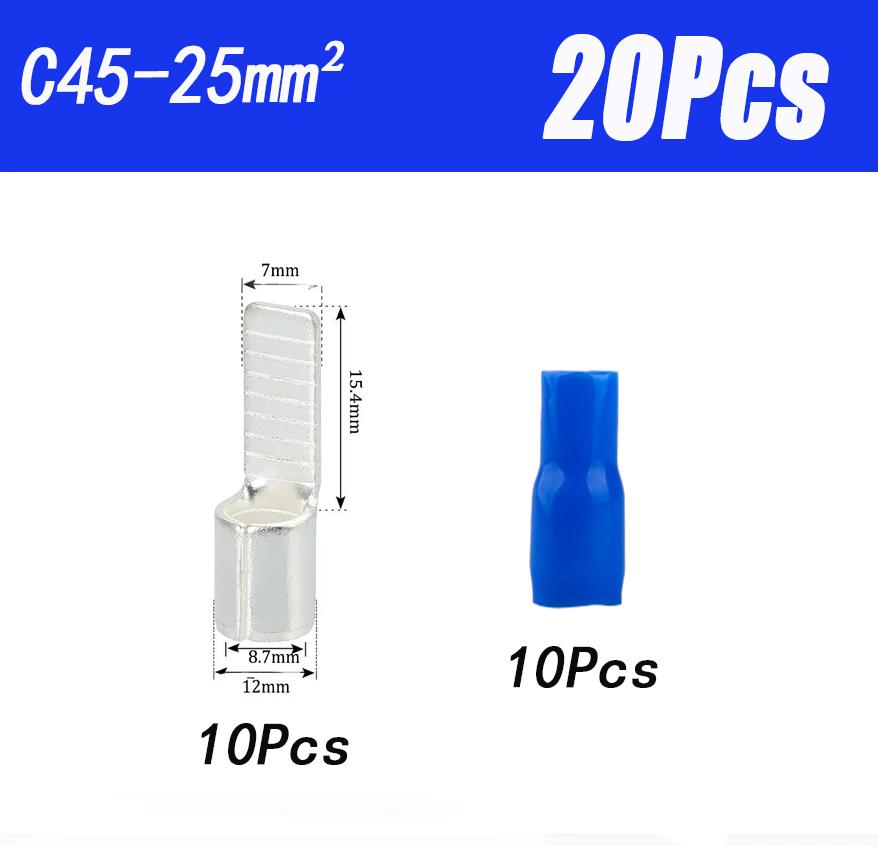 

Справді Мідний Автоматичний Вимикач Штир Штепсельної Вилки Клема Обтискна C45-1.5 2.5 4 6 10 16 25 35 50 мм² C45 Роз єм Повітряного Вимикача100/50/20/10 Шт.