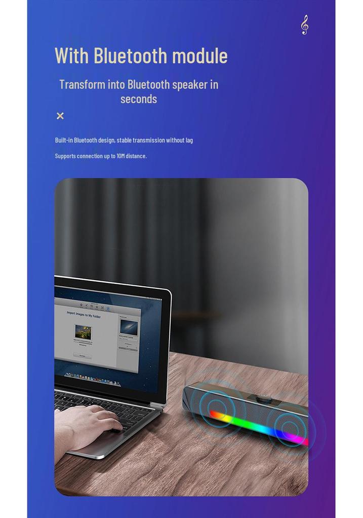 TS33-B Bluetooth Soundbar: Compact Cross-Border Desktop Speaker with Subwoofer for Laptop & PC