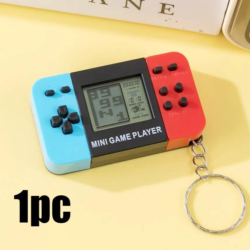 1pc Classic Tetri Handheld Game Console Keychain Retro Portable Nostalgic Puzzle Toy for Men And Women mini keychain pendant Toy