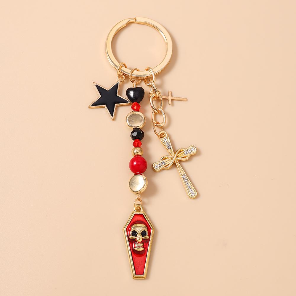 

Fashion Love Heart Keychain Women Girls Coffin Cross Key Ring Pendants for Handbag Decor DIY Handmade Jewelry Gifts