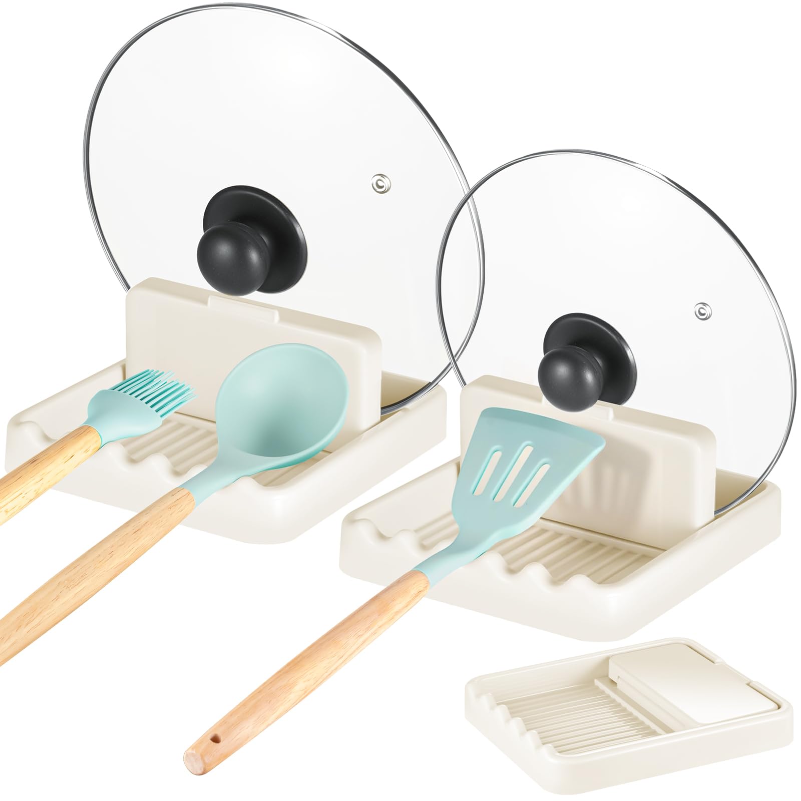 NiHome Set Ladle Pot Lid Ladle Kitchen Tool Storage 2-Piece Stand, Stand, Holder,