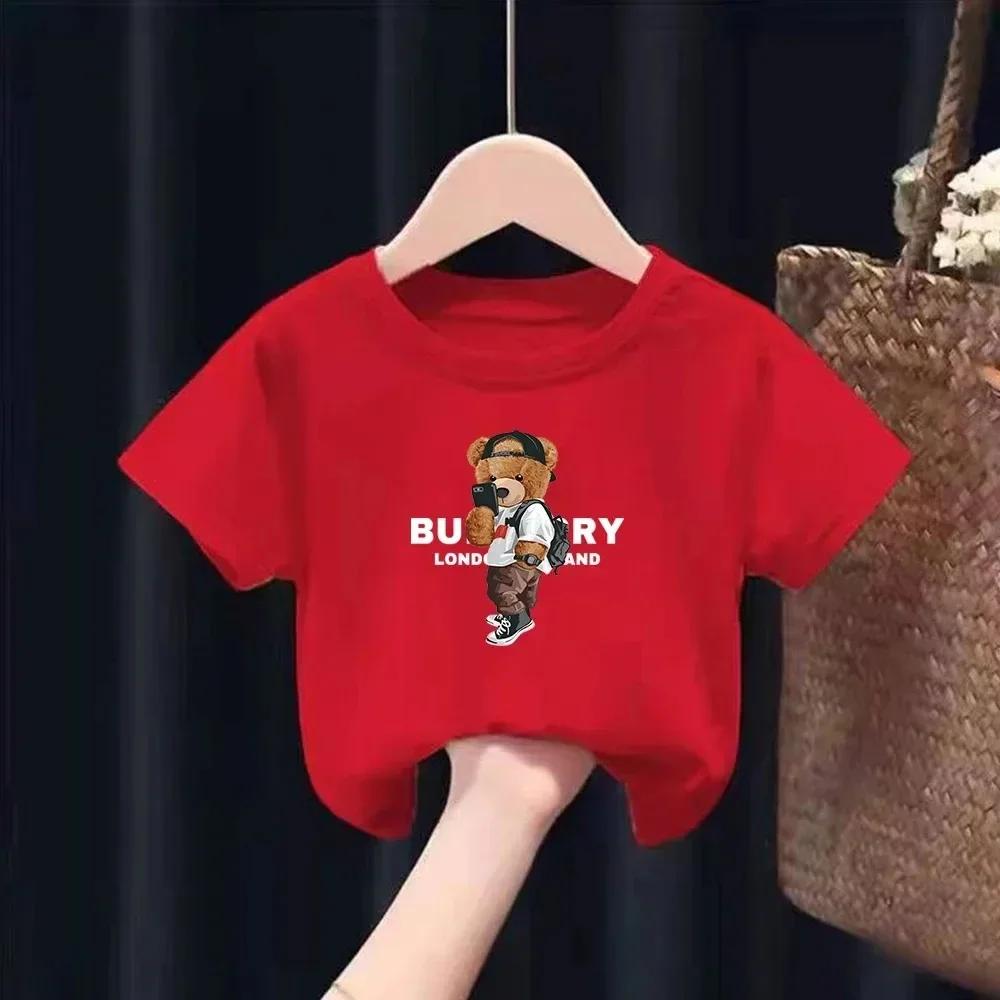 Fashion Baby Kids T-shirt  Luxury Brand Print Shirt Summer Boy Girl Clothes Short Sleeve Funny Kawaii Children Casual Tops