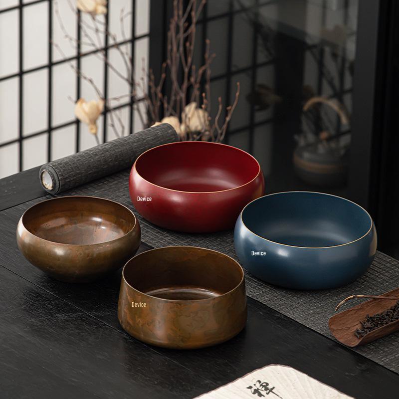 High-Grade Brass Tea Wash Basin for Home or Office - Chinese Retro Style Water Container