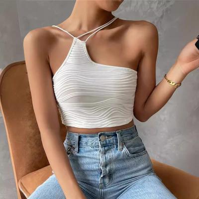 Irregular Hollow Out Single Shoulder Sexy Top Vest In European and American Summer
