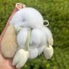 Fluffy Cute Bunny Pendant Tulips Plush Rabbit Key Ring Kawaii Rabbit Fur Keychain  Couple Pendant