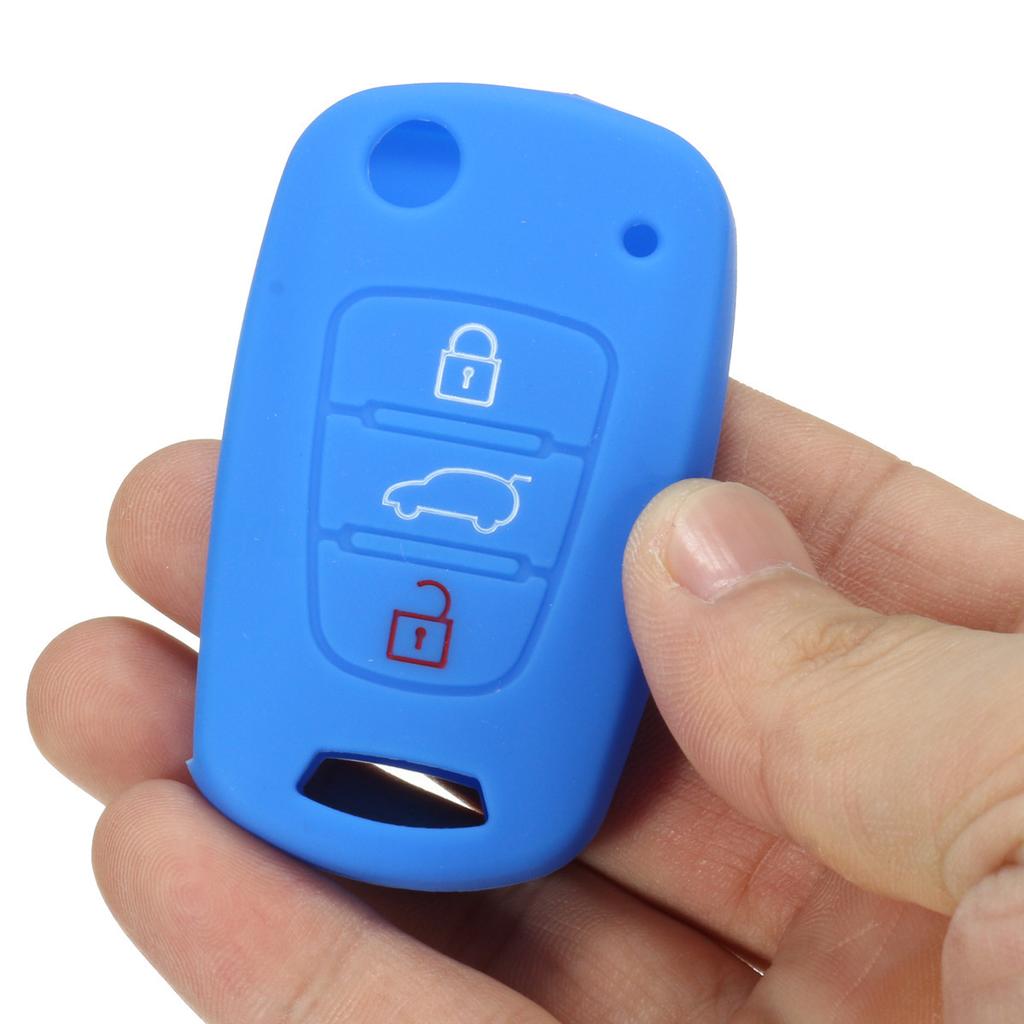 Silikonový 3B dálkový kryt Flip Key Fob Case pro Kia Sportage Soul Optima Sea Blue