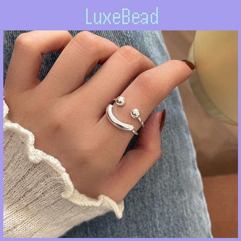 Trendy Korean Style Smiley Face Ring For Women Adjustable Copper Geometric Design
