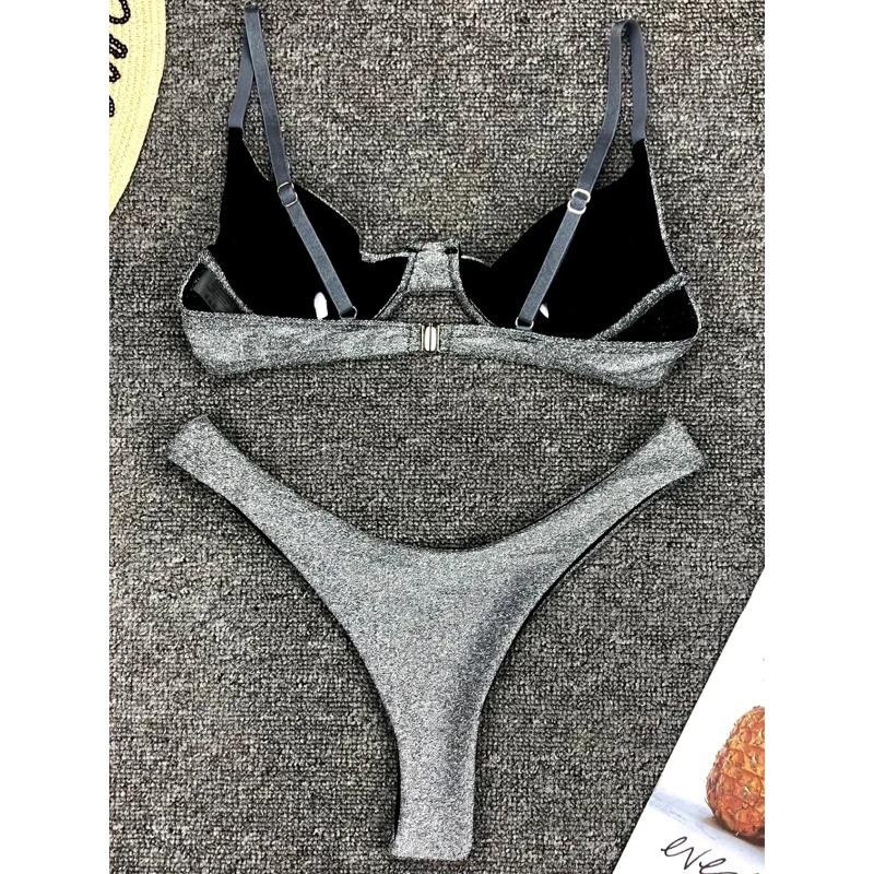 Glitter Shiny Underwired V-Bar Bikini Women Swimsuit Female Brazilian Swimwear Two-piece Bikini Set Triangle Bathing Suit Swim