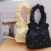 Sweet Nylon Shoulder Bag Large Capacity Drawstring Handbag Stylish Pleated Tote Bag  Female