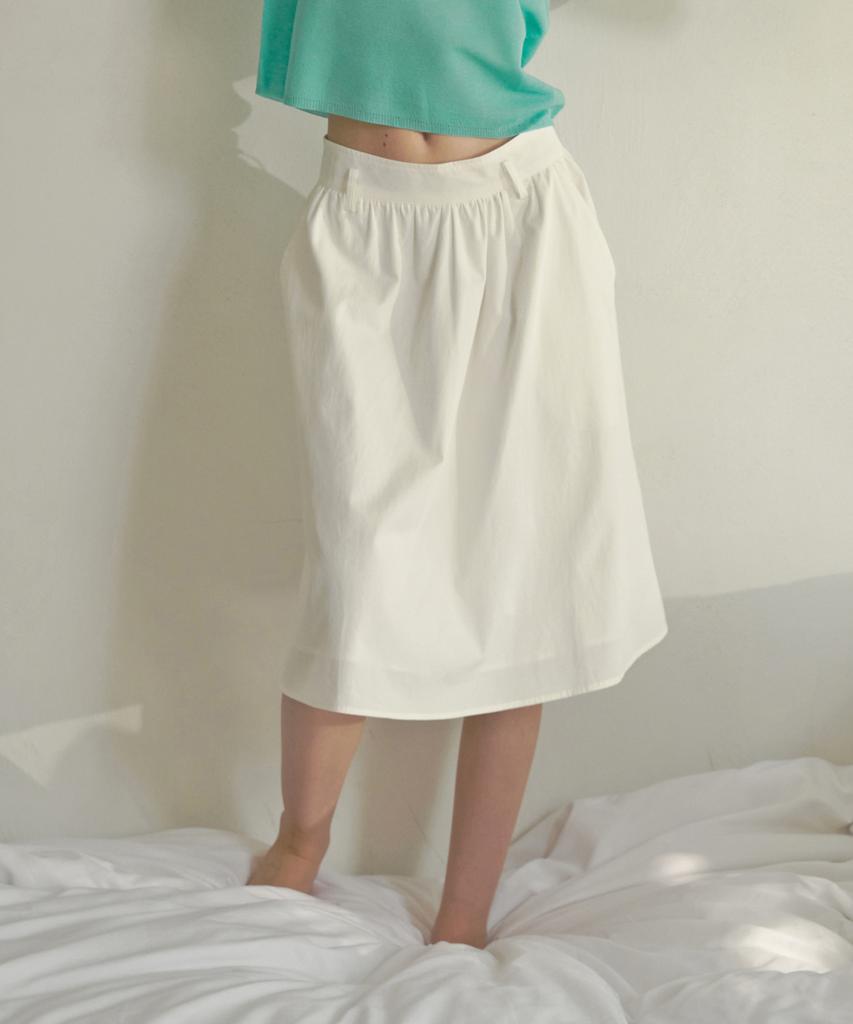 Mood Inside Woman (Woman) Cotton Flare Midi Skirt_White