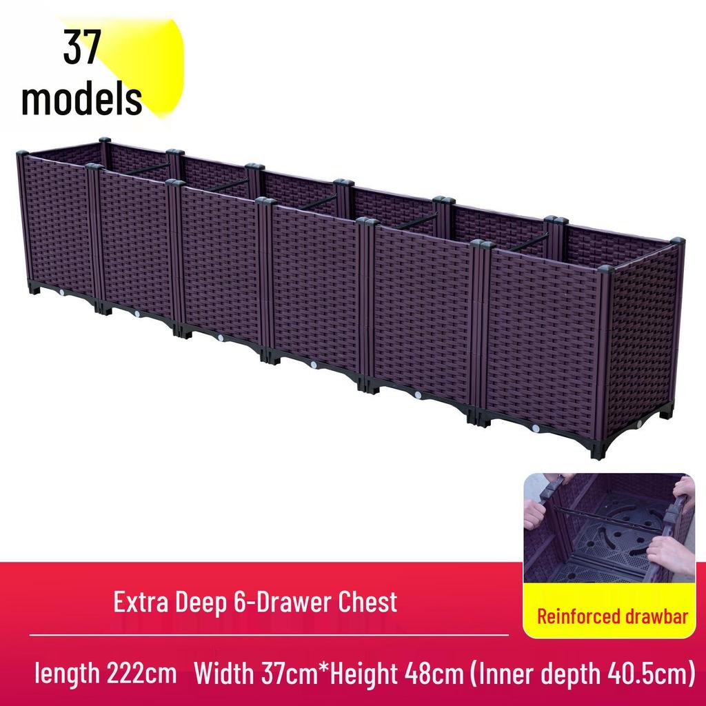 Outdoor Flower & Vegetable Planter: Large Rectangular Plastic Box for Balcony & Rooftop Gardening
